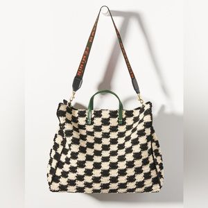 Clare V Simple Summer Tote in Black White Crocheted SOLD OUT